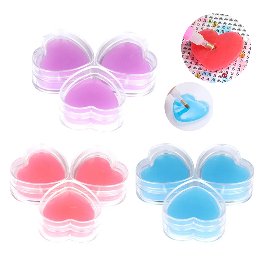 Embroidery Art - 3/6pcs Heart-Shape Diamond Painting Glue Clay