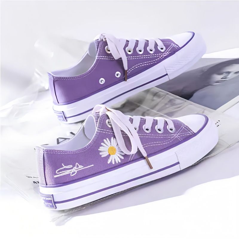 Embroidery Canvas - Chrysanthemum Embroidery Women Canvas Shoes Autumn