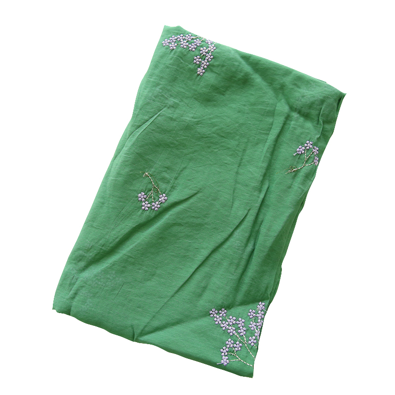 Embroidery Canvas - Summer dark green silk embroidery fabric,
