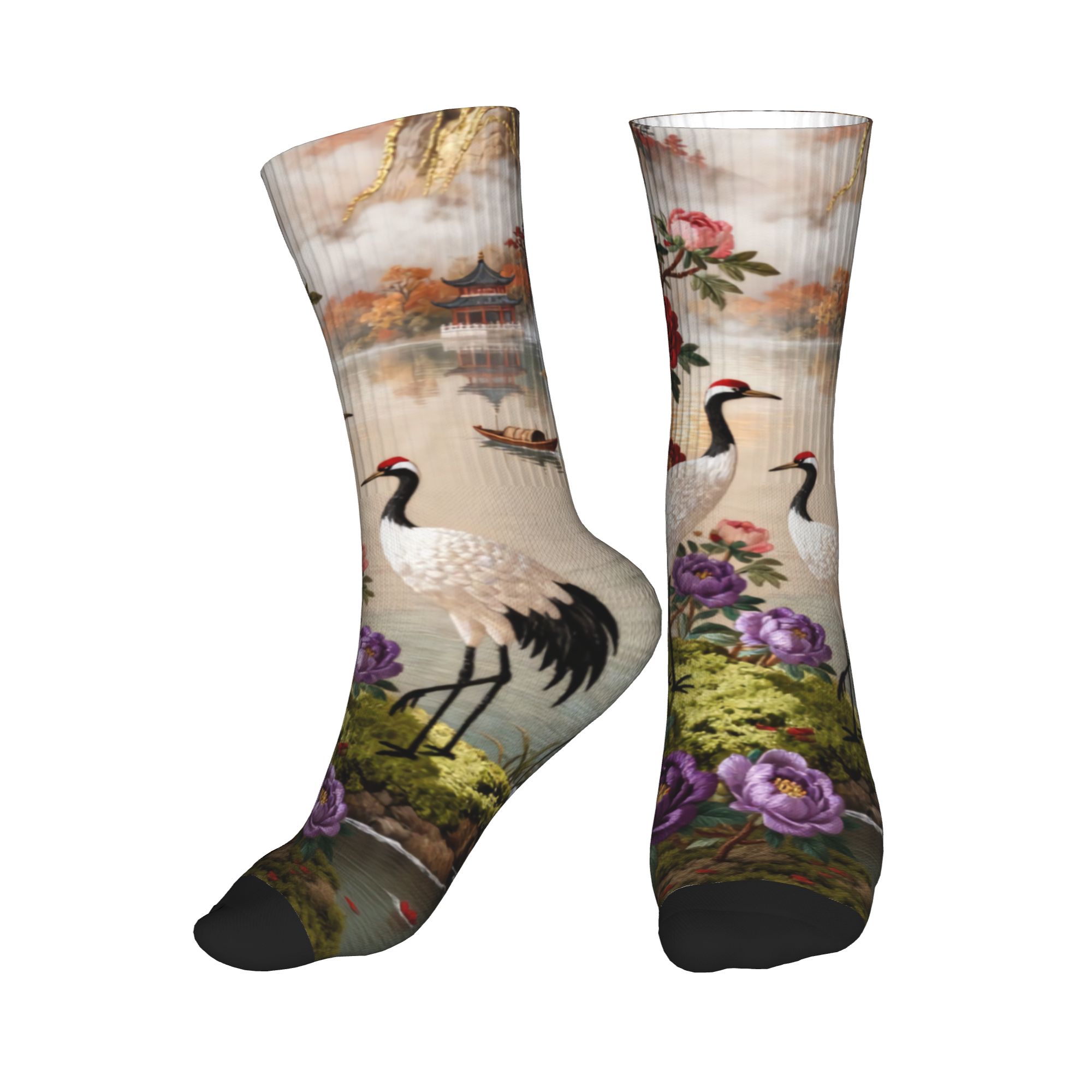 Embroidery Youtube - Funny Printing Embroidery Four Crane Peony