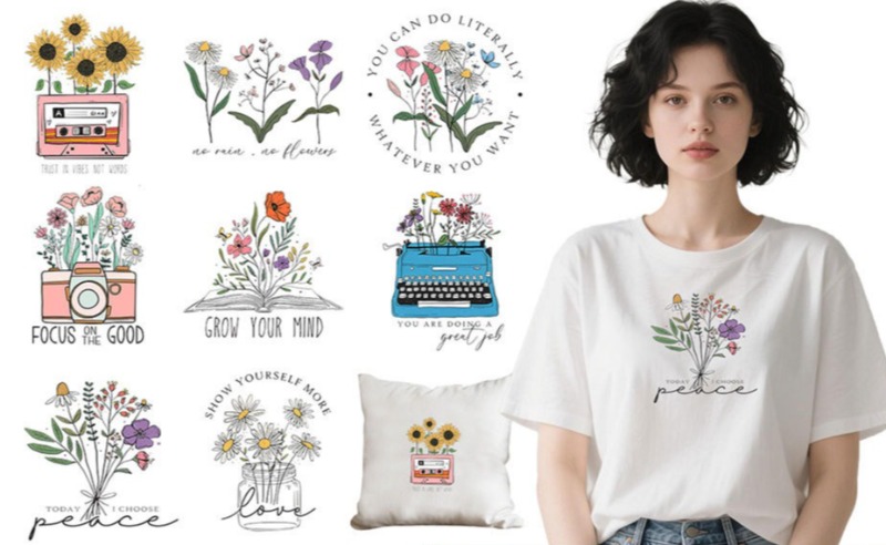 Embroidery Flower - Cartoon Floral Flower Iron On Heat