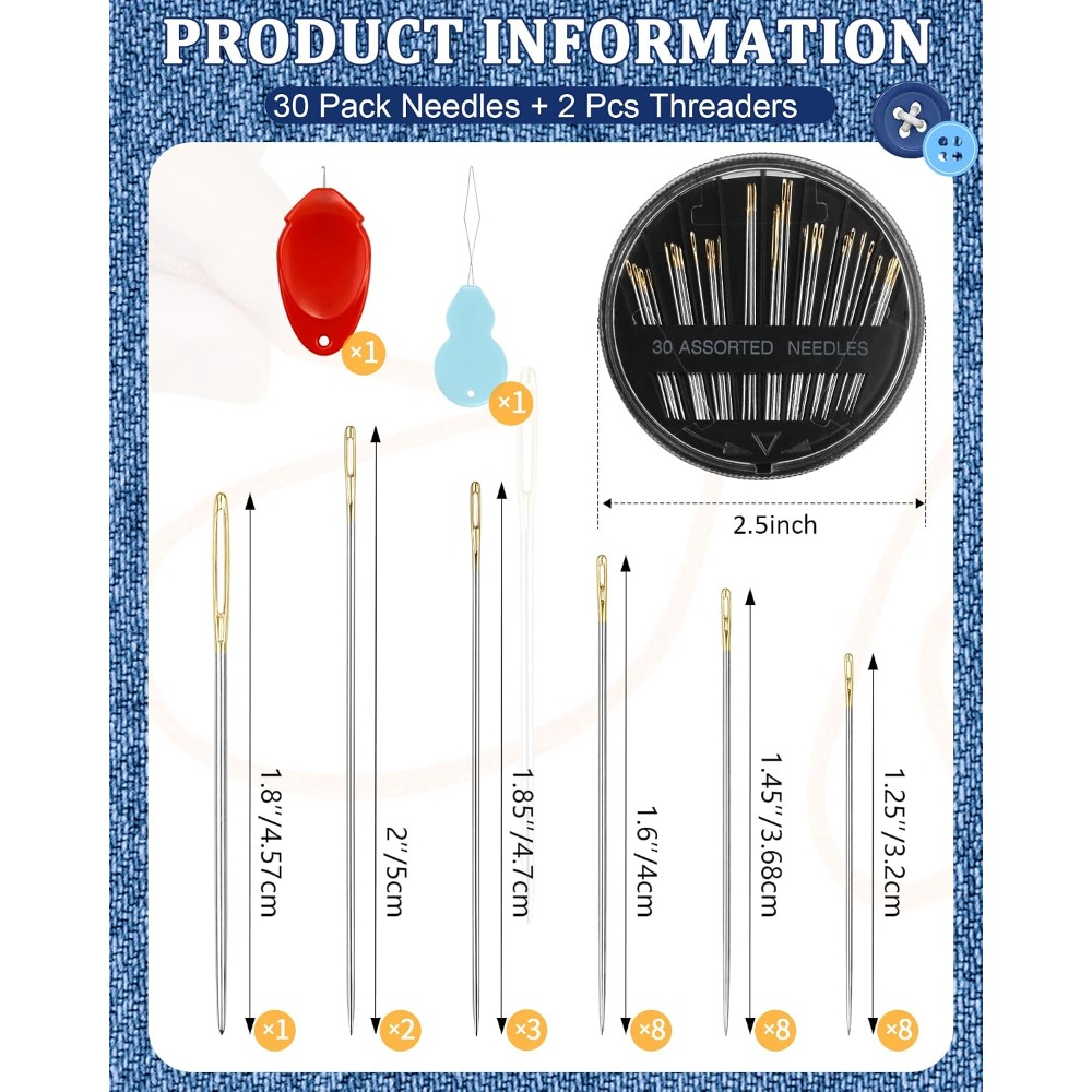 Embroidery Art - 30-Count Steel Hand Sewing Needles Set