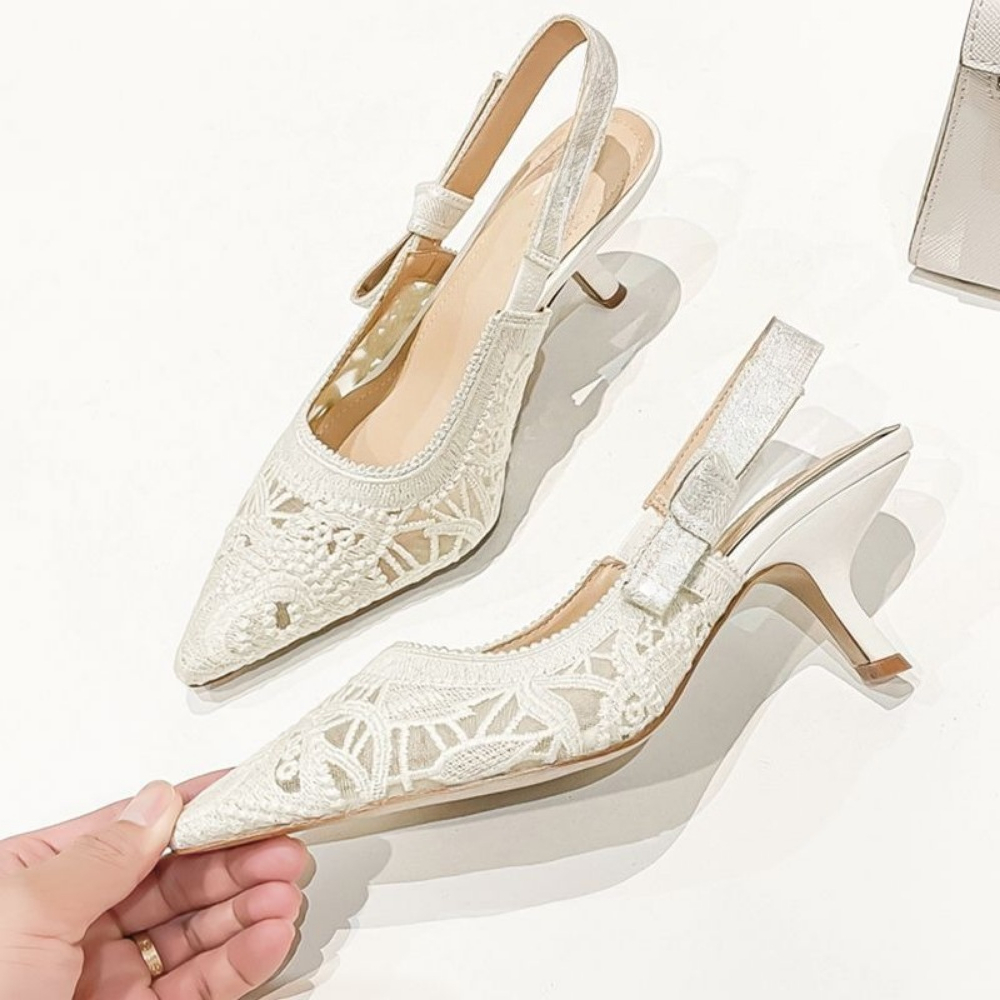 Embroidery Fabric - Genuine Leather High Heel Sandals Fabric