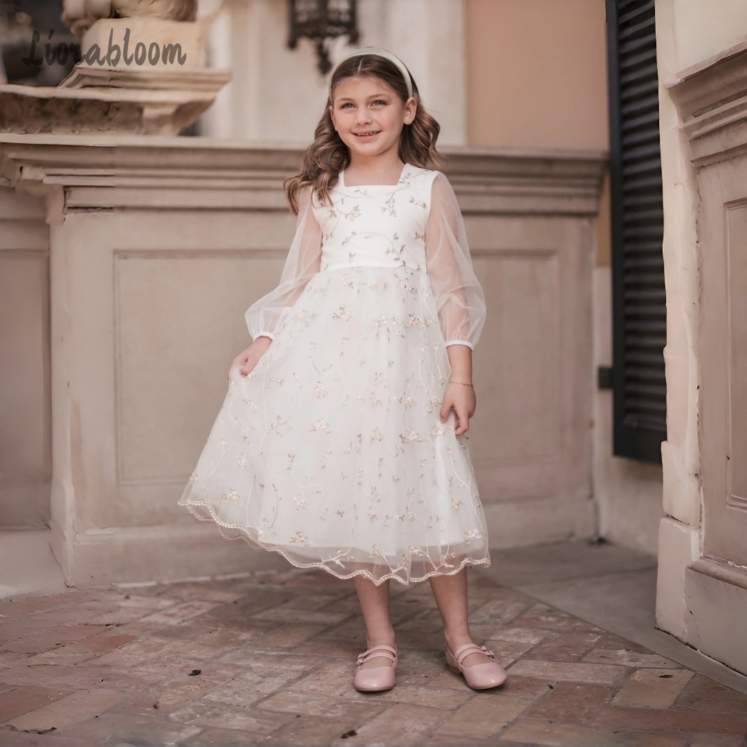 Embroidery Flower - Customized Flower Girl Dress Printed Text