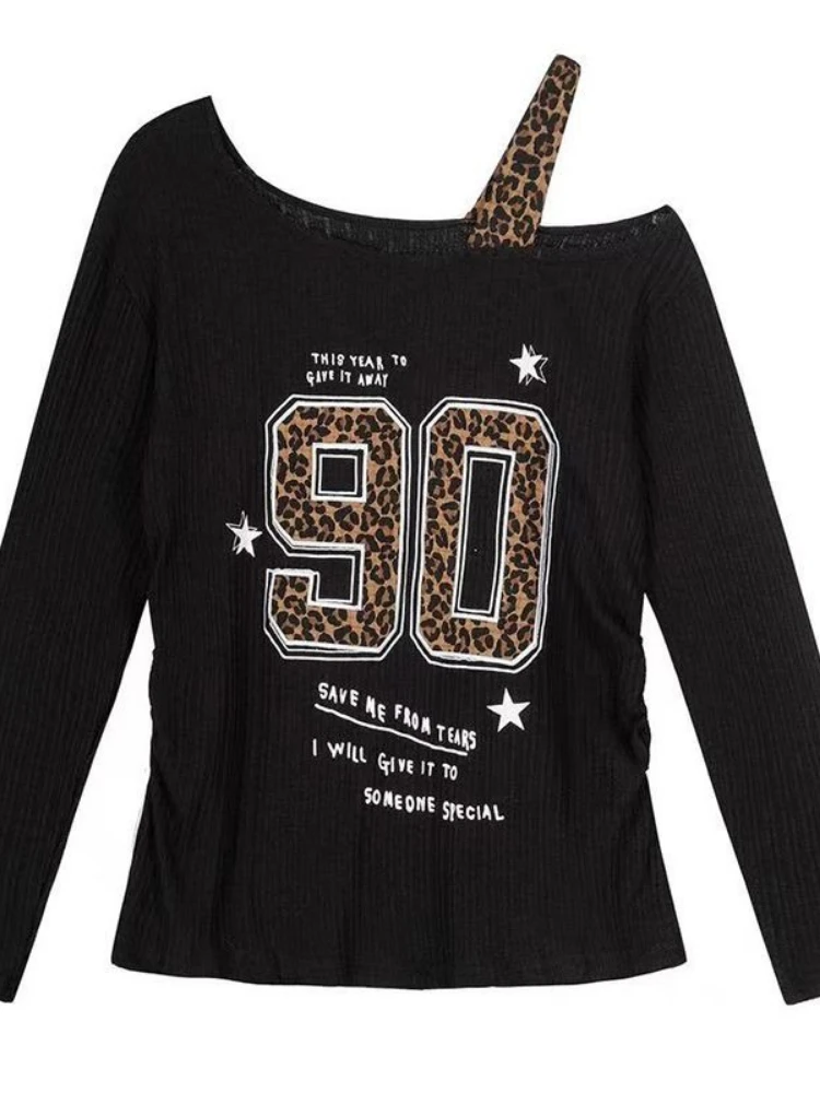 Y2K Patchwork Leopard Print T- - Embroidery Origin review and price