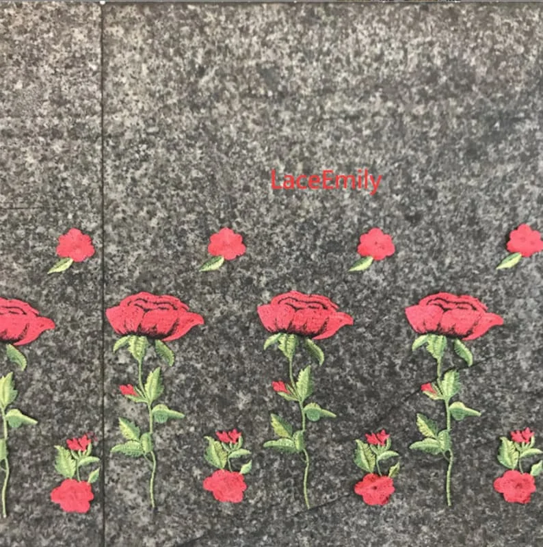 Red Rose Lace Fabric flower em - Embroidery Rose review and price