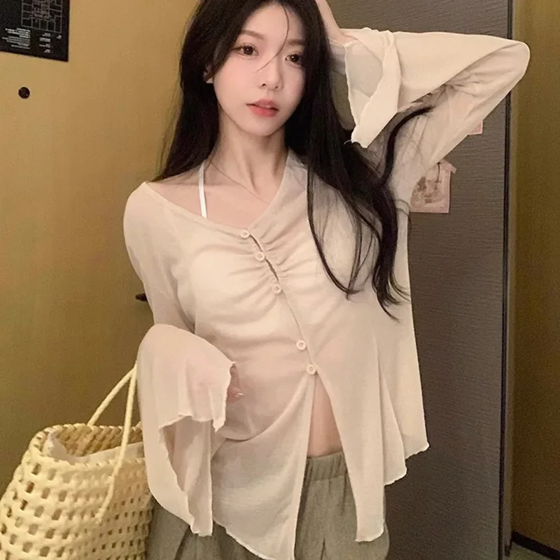 Sheer Flare Sleeve Blouse - Y2 - Embroidery Origin review and price
