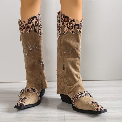 Retro Womens Knee High Boots F - Embroidery Fabric review and price