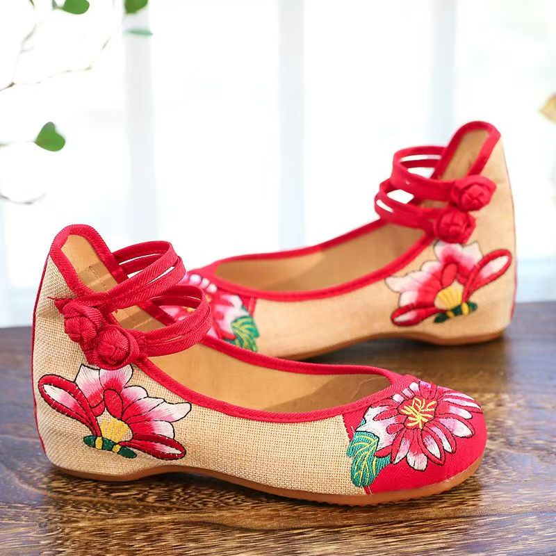 Woman Wedges Embroidered Cloth - Embroidery Canvas review and price