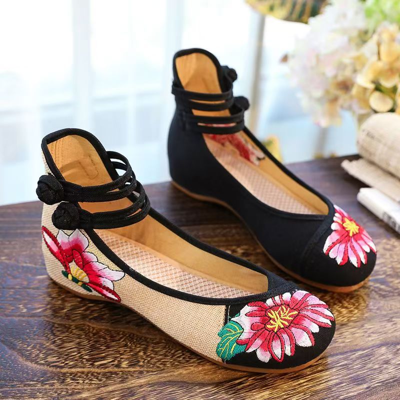Woman Wedges Embroidered Cloth - Embroidery Canvas review and price
