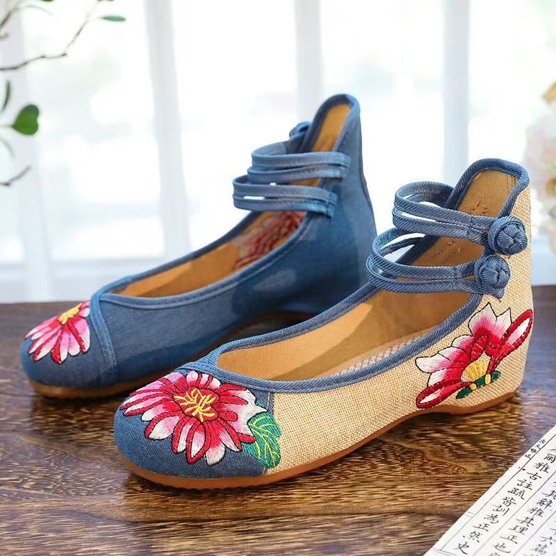 Woman Wedges Embroidered Cloth - Embroidery Canvas review and price